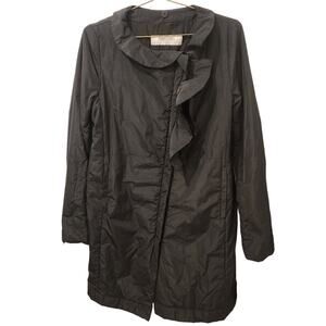 Valentino Roma ruffle trim black overcoat size 12
